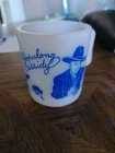 Vintage 1950’s Hopalong Cassidy Hazel Atlas Milk Glass Blue Child's Mug Cup