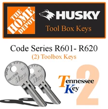 Husky tool box key / (2) Two toolbox keys by code / key code Series R601-R620