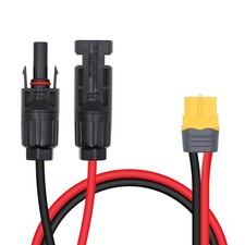 Solar to XT60 Charge Cable 2FT 12AWG Solar Connector to XT60 Female Solar Pan...