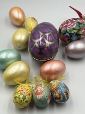 VINTAGE MIXED LOT OF Multi-Colored Mixed Material Easter Egg Ornaments SEE ALL