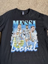 Lionel Messi T-shirt Argentina Football Soccer Large Gildan World Cup Collage