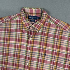 Ralph Lauren Shirt Mens XL Multicolor Plaid Check Blake Short Sleeve Button Down