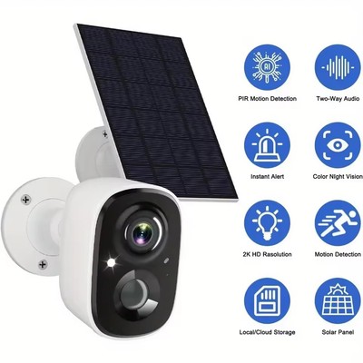 Wireless Outdoor Security Camera, Indoor Pet Camera, Supports Solar Charging