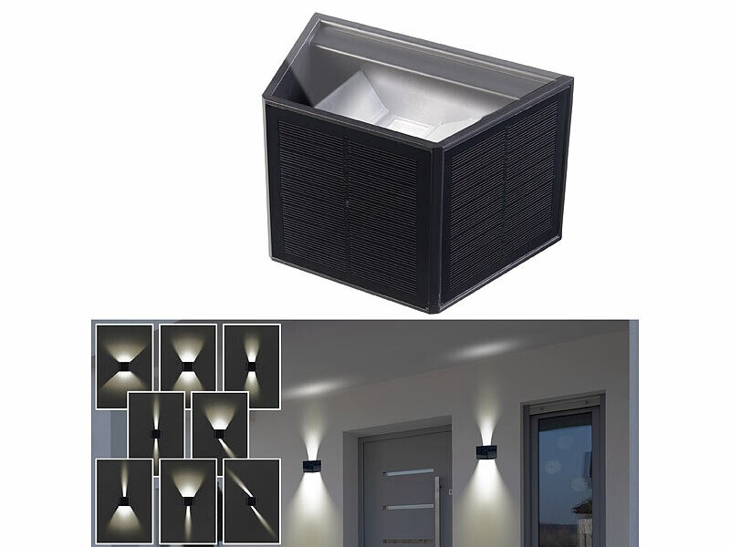 Applique murale LED solaire extérieur éclairage bidirectionnel design
