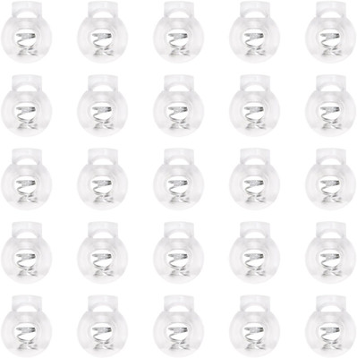 Clear Plastic Cord Locks round Single Hole Spring Toggle Stoppers for Drawstring