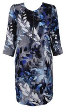 Karen Kane Blue Multi Flower Printed 1/4 Zip-Front Shift Dress Small S
