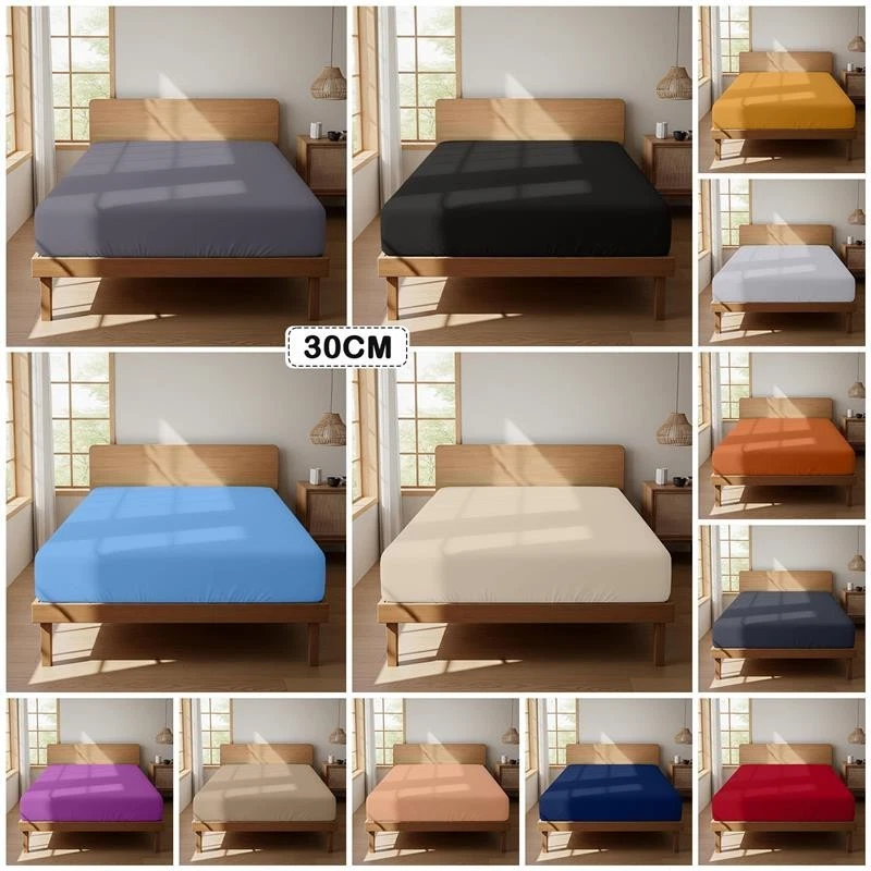 MOONLIGHT BEDDING Fitted Sheet Bed Sheet Extra Deep 30cm Single Double Super King all Size 12" Box