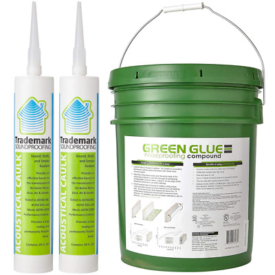 Green Glue Soundproofing Bundle: 5-Gallon + 2 Acoustic Caulk Tubes