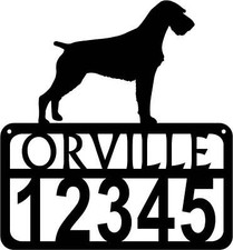 GWP Personalized Dog Sign with Name  House Numbers: German Wirehaired Pointer