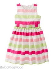 NWT Gymboree Egg Hunt Striped Dress SZ 5,6 special Occassion Wedding EASTER