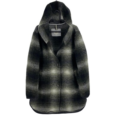 Camel Active Grün Kariert Wollmischung Jacke Mantel mit Kapuze