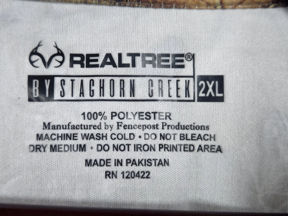 NWT Real Tree Edge Staghorn Creek Long Sleeve Camo Polyester T-Shirt Size 2XL - Image 3 of 4