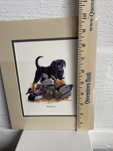 Weatherby by Phillip Crowe - hunting black lab dog 8” X 10” Matted Print Signed - Picture 5 of 6