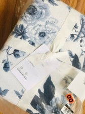 Pottery Barn Garden Floral Drapes Set 2 Navy Blue 50x 84 Curtains Pair New