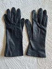 Italian Leather Navy Blue Dress Gloves Lightweight Unlined Women's Size 7.5