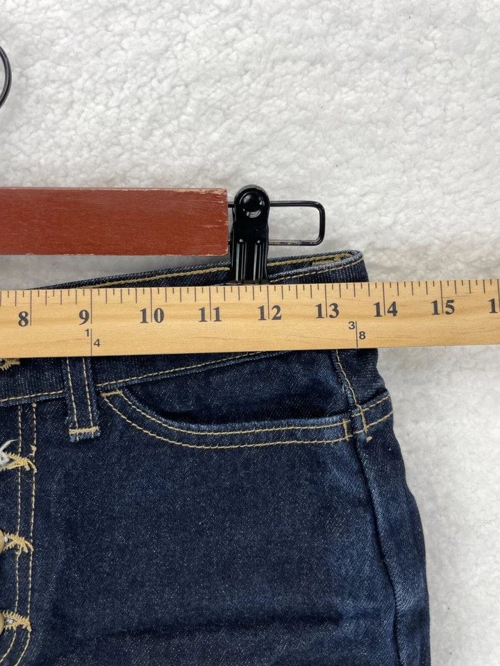 American Apparel Disco Shorts Women 25 Button Fly Dark Wash Jean High Rise USA - Image 3 of 4