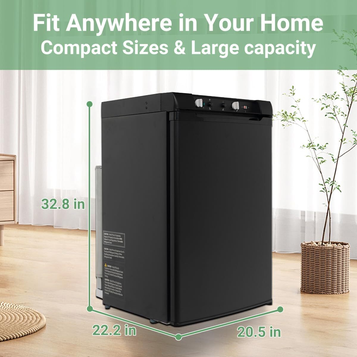 3.5 CU.FT 12V 110V Propane Refrigerator Freezer Fridge for RV Garage Single Door