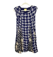 Anthropologie Maeve Womens Indiga Mixed Print Swing Dress Size XS Blue White