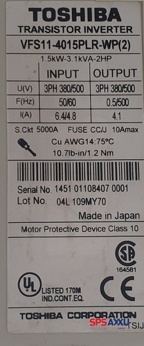 Toshiba Transistor Inverter VFS11-4015PLR-WP(2) VFS 11-4015PLR-WP(2) Frequenza... - Foto 3 di 6
