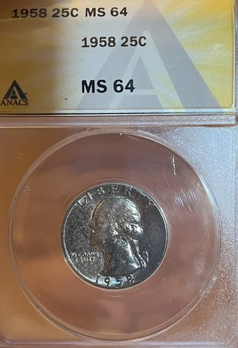 1958 ANACS MS64 Washington Silver Quarter