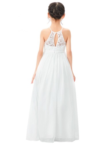 A-line Lace Flower Girl Dress Halter Dresses Graduation Dresses Chiffon Dresses - Picture 10 of 47