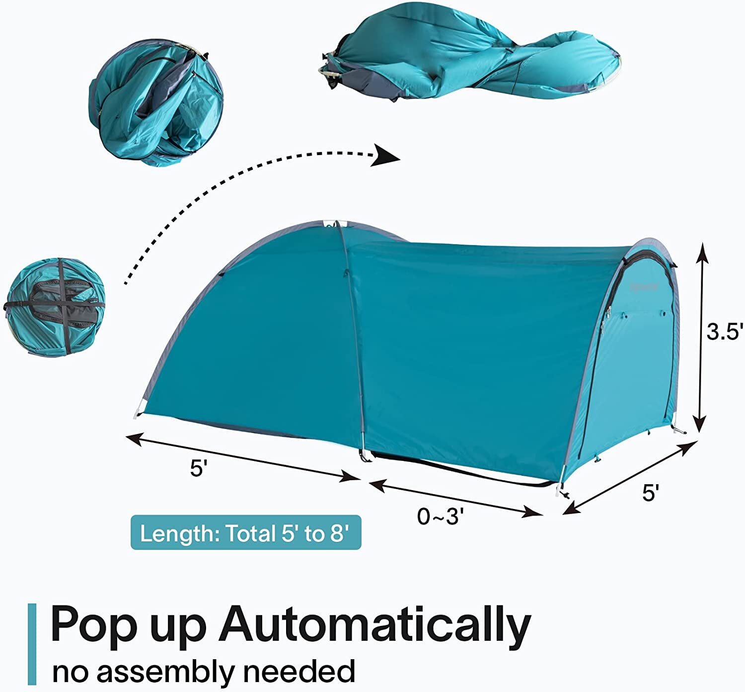 2 Person Pop Up Truck Bed Tent Adjustable 5 5.5 6 6.5 8 ft Waterproof