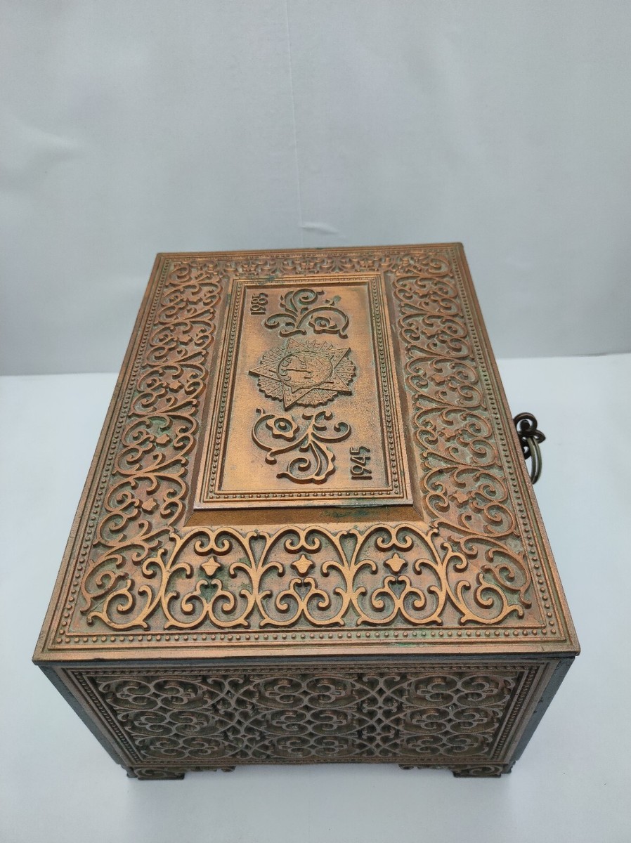 Soviet vintage metal box in honor of the 40th anniversary of the