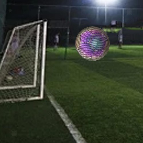 Ballon Football Réfléchissant Taille 5 - Effet Holographique, Cuir Synthétique, Avec Sac Et Pompe