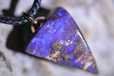 17ct 20x15x8 Top 5* Purple Broadflash Koroit Boulder Opal Necklace Australi gem