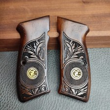 SET MANOPOLE CZ 75 75B NUOVE LEGNO NOCE TURCO IMPUGNATURE full size BELLE SCACCHIERE e logo