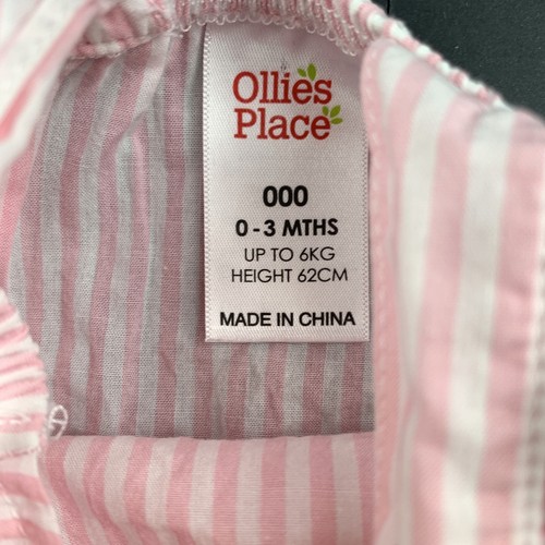 Girls size 000, Ollie's Place, striped lightweight cotton romper, EUC - Picture 3 of 6
