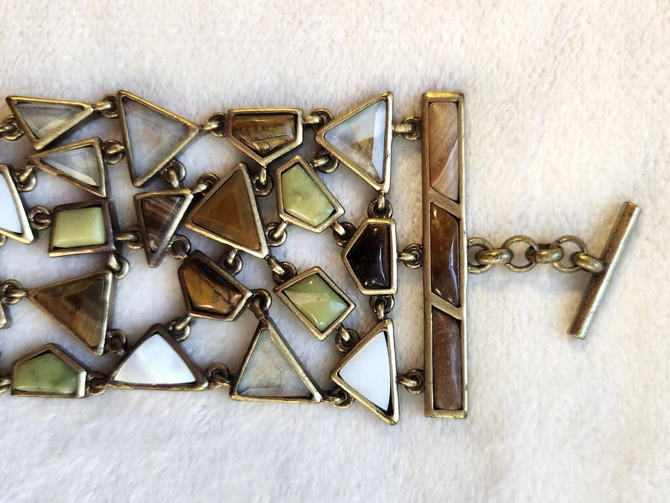 Браслет Lia Sophia Kiam ~нефрит, перламутр, тигровый глаз + кристаллы огранки - Изображение 2 из 4