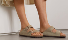 Birkenstock 135 Arizona Suede Sandals in Taupe 39 Medium Narrow