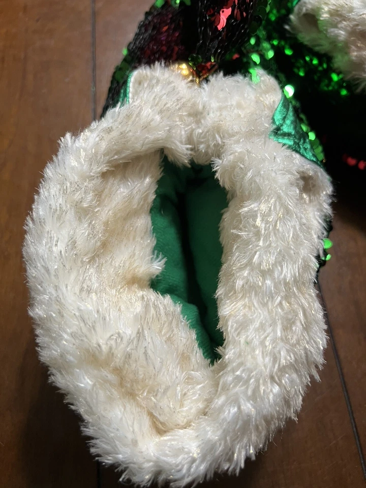 Zapatillas de felpa DAN DEE lentejuelas bufón vacaciones de Navidad para mujer talla Lg/XL 9-11 Foto 3 de 4