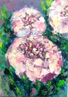 Rosen Öl Gemälde. Blümen Öl Malerei Original.Ohne Rahmen. 21x15 cm - Bild 1 von 4