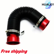 Universal 3'' Flexible Car Cold Air Intake Hose Filter Pipe Telescopic Tube Kit