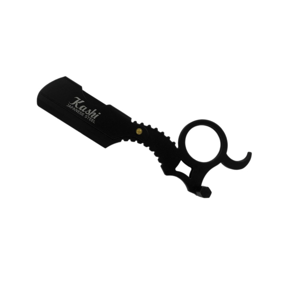 Barber Straight Edge Shaving Razor Single Finger Ring Black Razor w ...