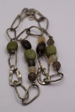 Silpada SS Jade/Citrine/Smoky Quartz Hammered Link Necklace N1218 18" (024PID)