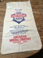 Vintage Feed Seed Sack Egg American Mash Monroe WIS Empty Cloth sack