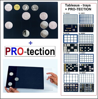 2-Leuchtturm-324301-Münztableaus-24-Fächer-47-mm-+-PRO-PROTECTION-Schutzschuber