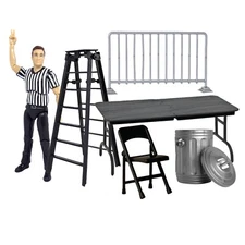 Ultimate Referee & Set of 5 Accessories for WWE & AEW Wrestling Figures
