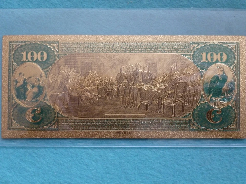 1875 series,999 Gold leaf-colored 100 Dollars.  - Image 2 of 2