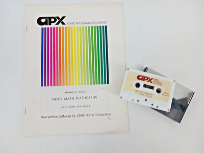 APX Atari Program Exchange Video Math Flash Cards w/ Instructions Tape APX-10048