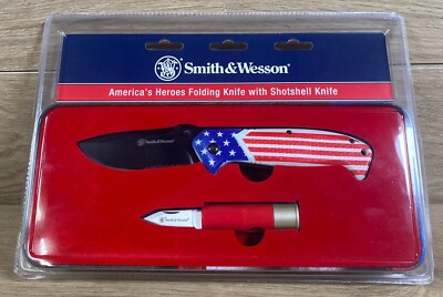 Smith & Wesson Americas Heroes Gift Set Folding Knife Stainless Blade Nylon 9841