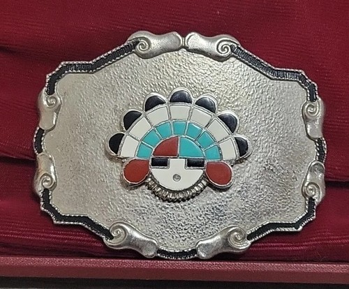 Estate FHC Belt Buckle - Indian Native American Style Decoration 3.5" Long