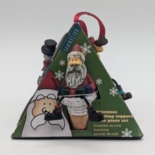 Christmas dangling toppers cork wine bottle stoppers Set of 3