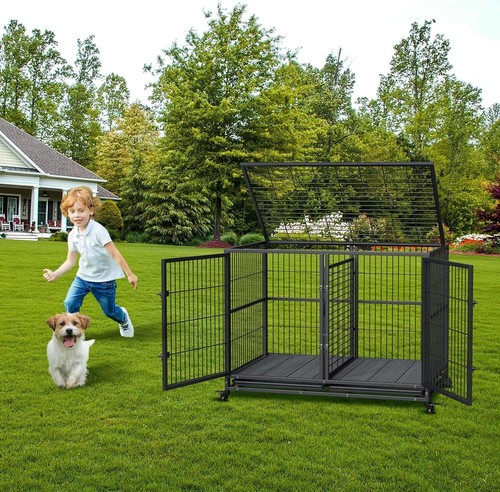 XXXL Heavy Duty Pet Dog Cage Strong Metal Crate Kennel Playpen with Wheels &Tray - Picture 7 of 9