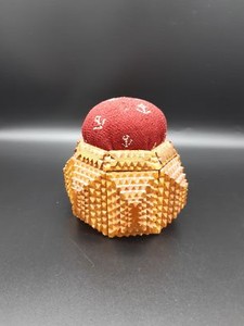 Antique Tramp Art - arts and crafts wood pin cushion