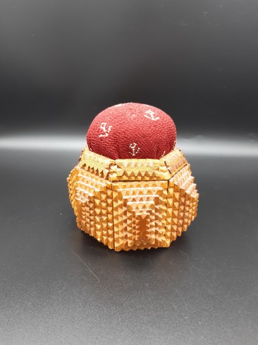 Antique Tramp Art - arts and crafts wood pin cushion