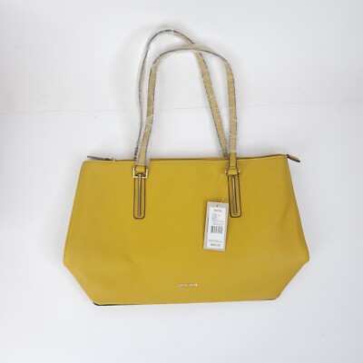 Kenneth Cole Reaction Shoulder Bag Tote Yellow Faux Leather New With Tags